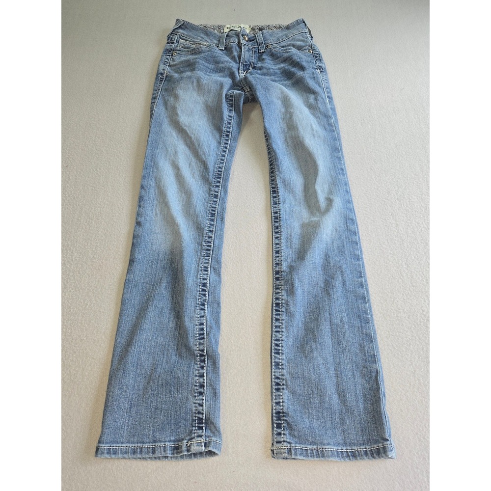 Ariat REAL Denim Jeans Womens 27R Blue Straight Leg Mid Rise Embroidered Pockets